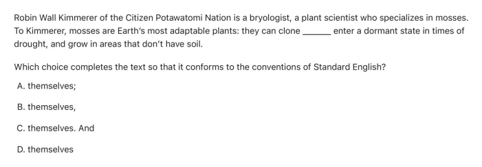 Question 3 passage and answer choices