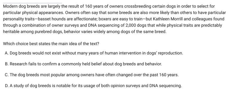 Question 10 passage and answer choices