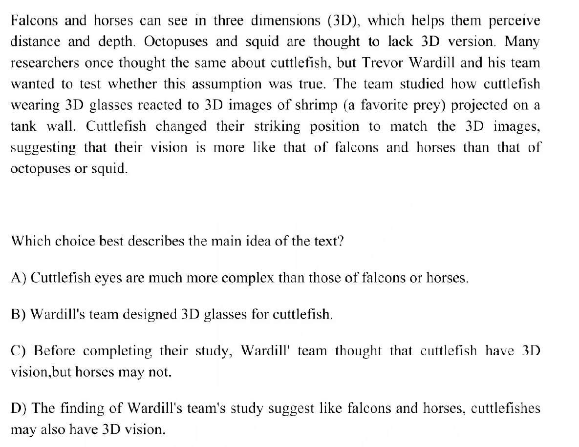 Question 8 passage and answer choices