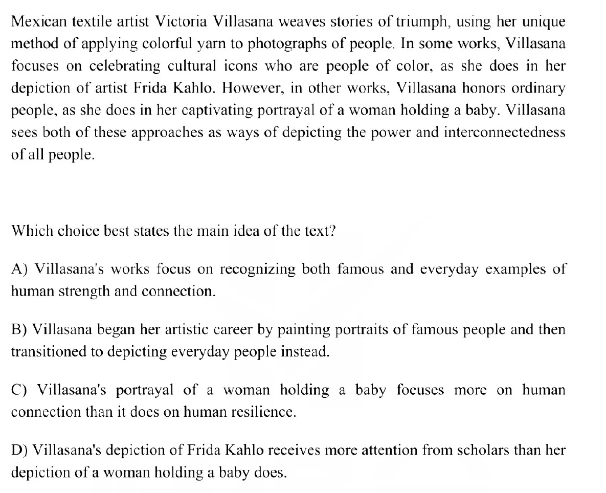 Question 8 passage and answer choices