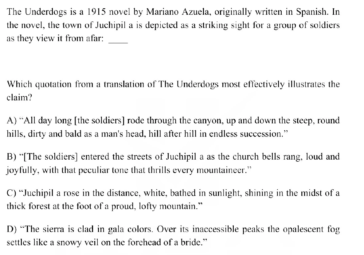Question 1 passage and answer choices