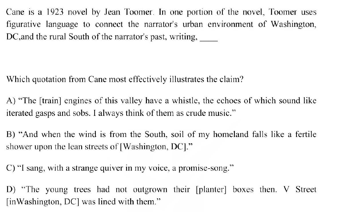 Question 5 passage and answer choices
