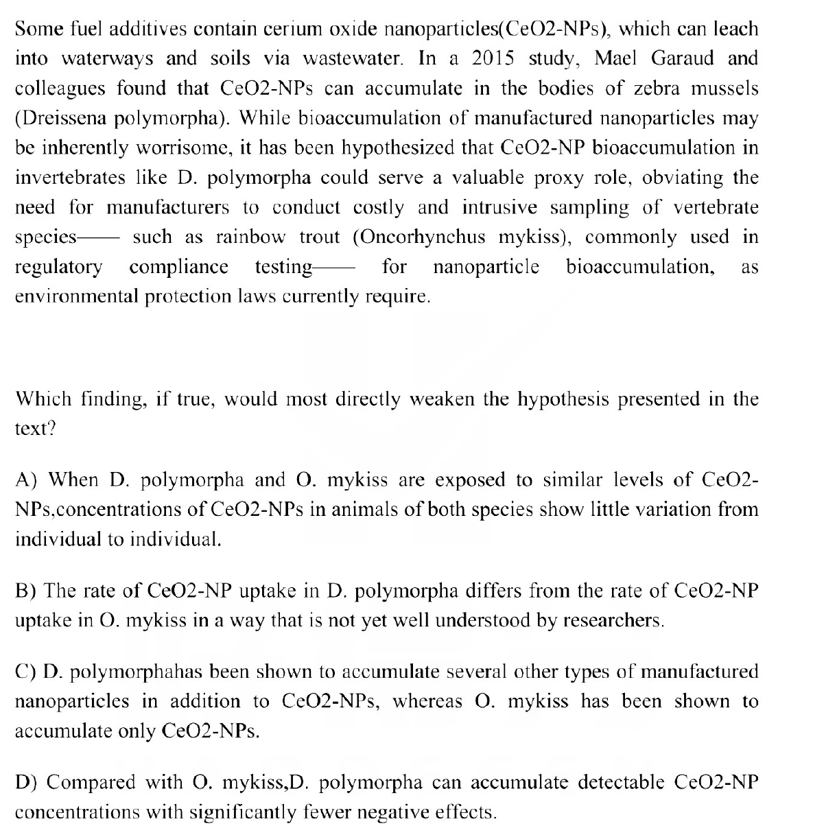 Question 6 passage and answer choices