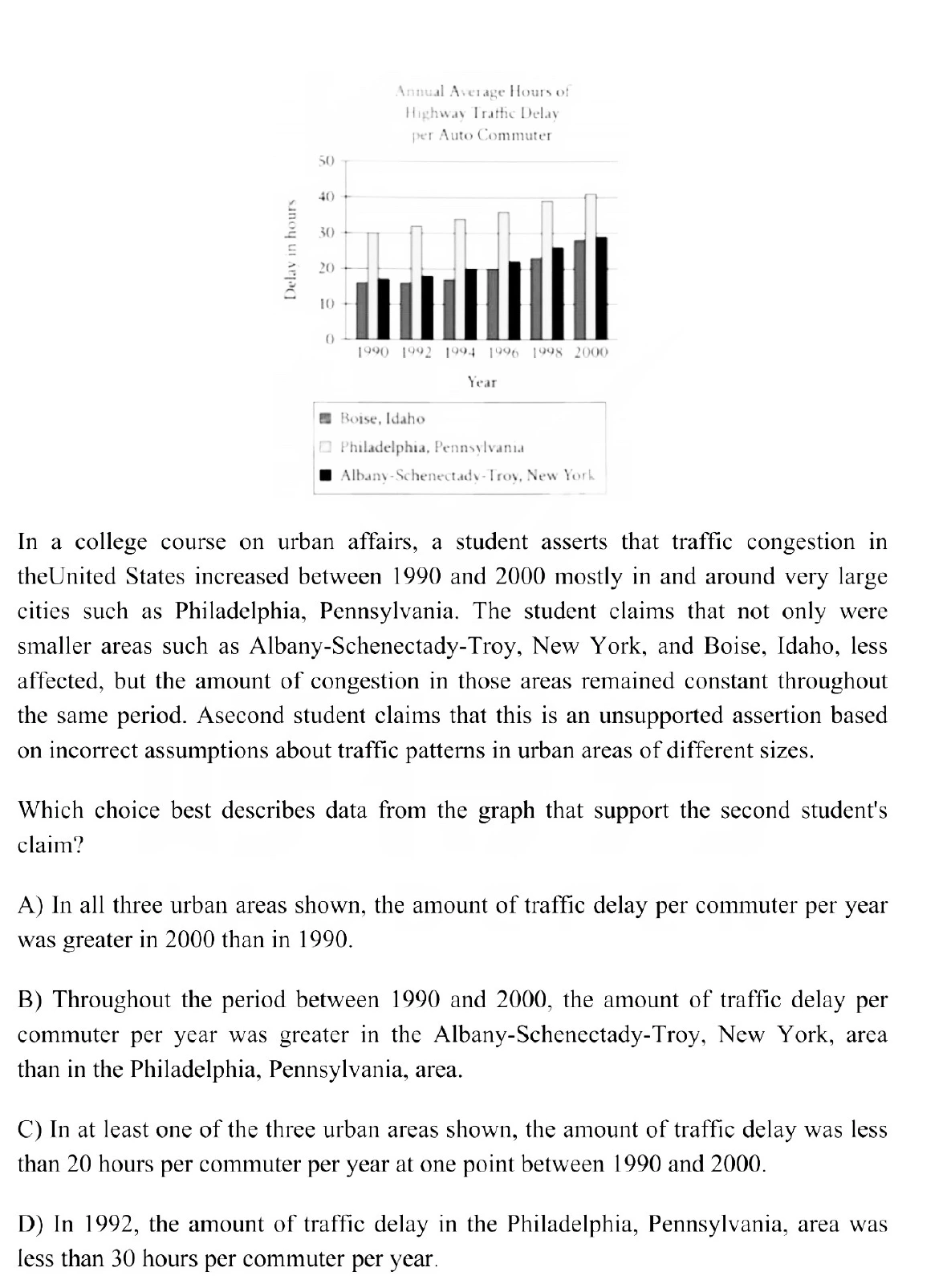 Question 5 passage and answer choices