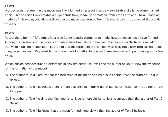 Question 8 passage and answer choices