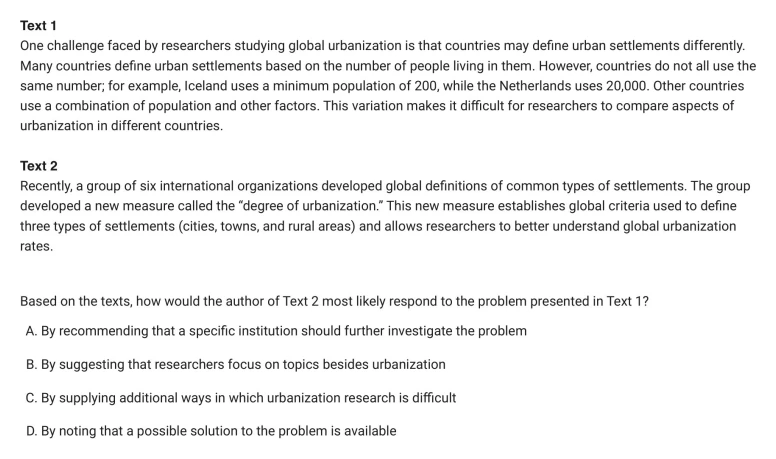 Question 2 passage and answer choices