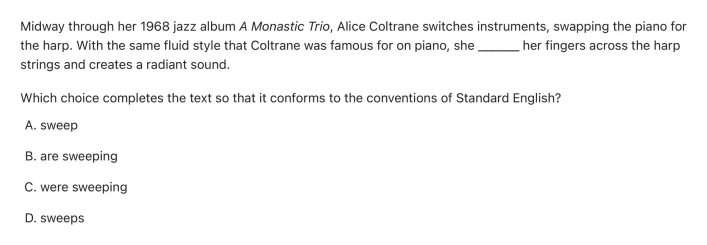 Question 5 passage and answer choices