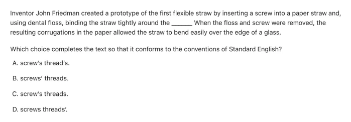 Question 4 passage and answer choices