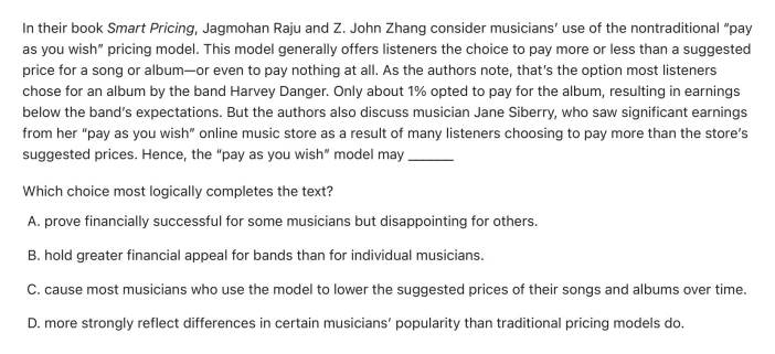 Question 2 passage and answer choices