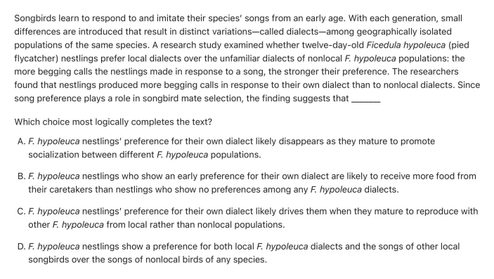 Question 3 passage and answer choices