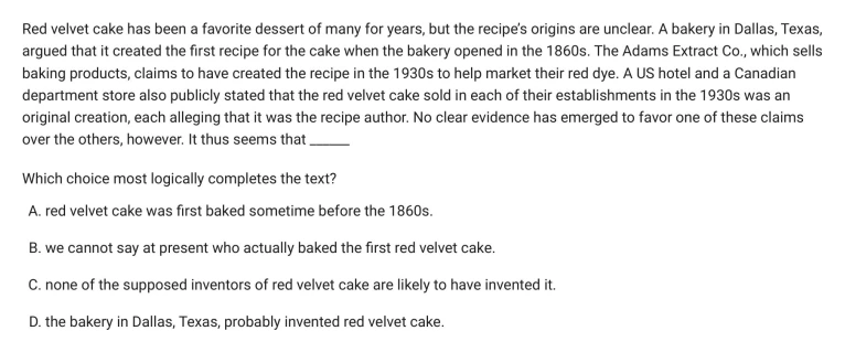 Question 20 passage and answer choices