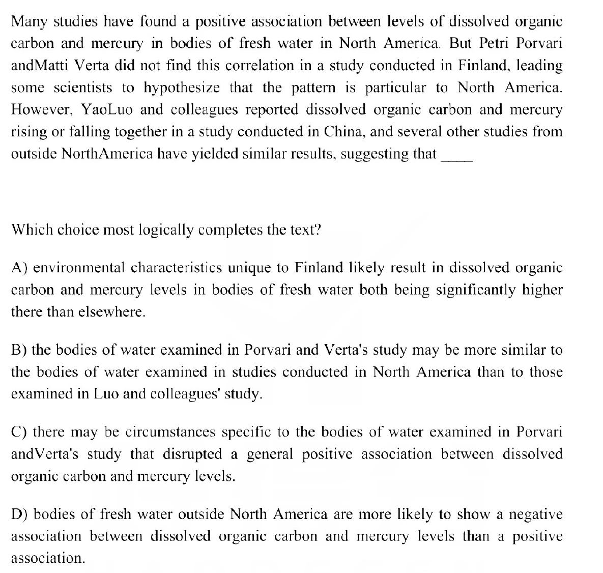 Question 8 passage and answer choices