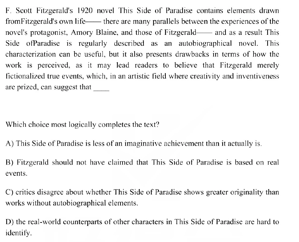 Question 3 passage and answer choices