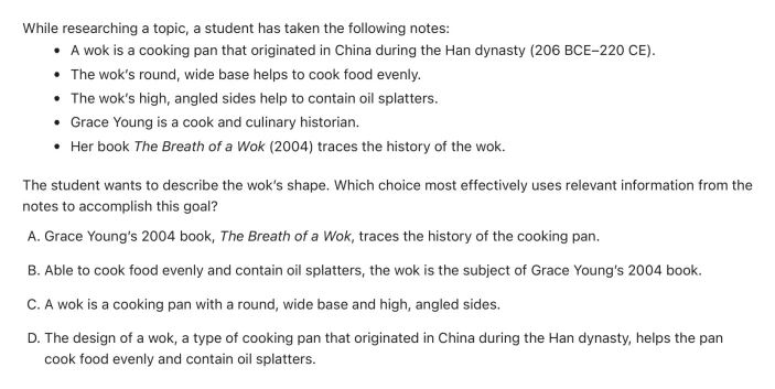 Question 8 passage and answer choices