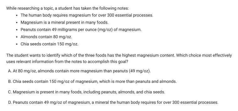Question 20 passage and answer choices