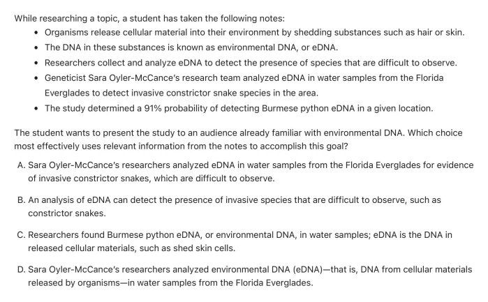 Question 1 passage and answer choices