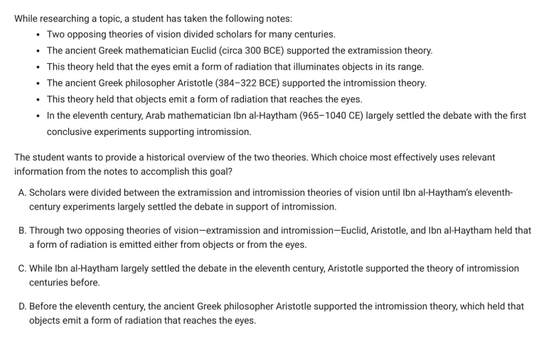 Question 10 passage and answer choices
