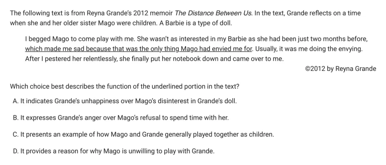 Question 20 passage and answer choices