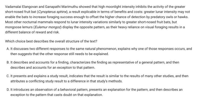 Question 4 passage and answer choices
