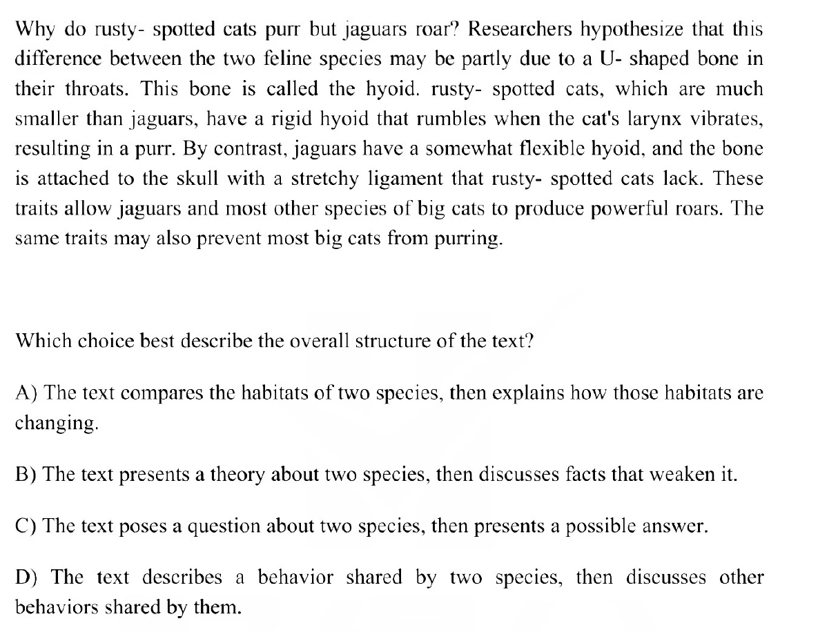 Question 1 passage and answer choices