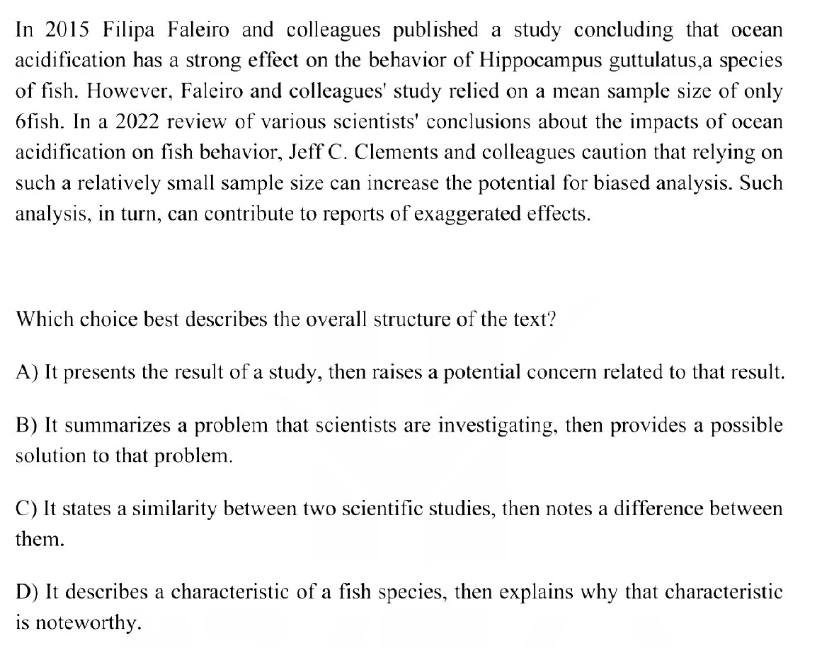 Question 3 passage and answer choices