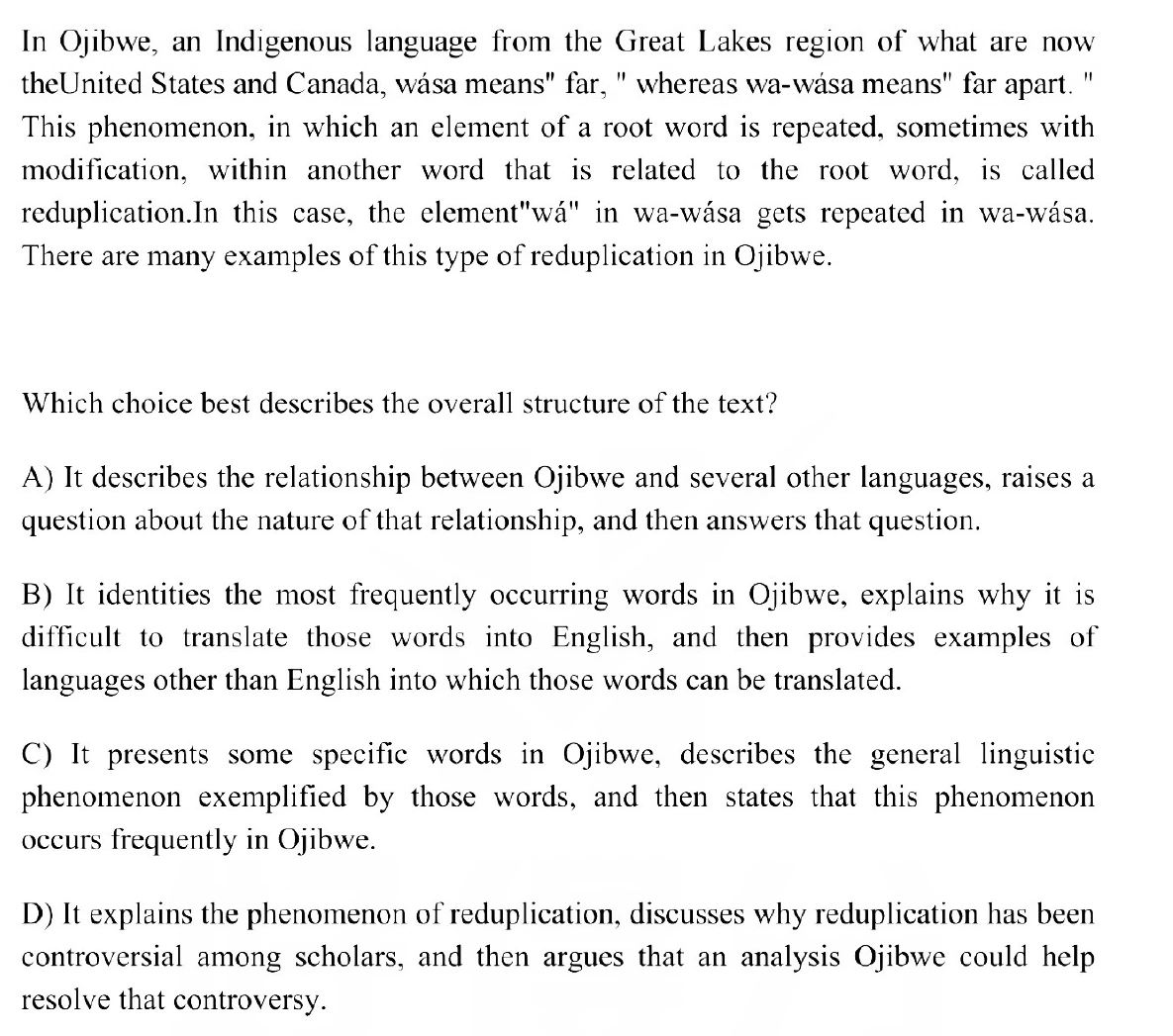 Question 5 passage and answer choices