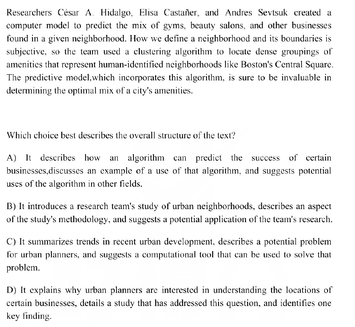 Question 6 passage and answer choices