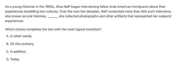 Question 5 passage and answer choices