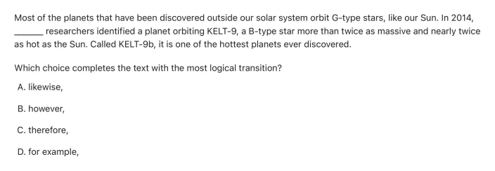 Question 1 passage and answer choices