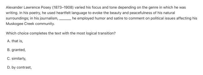 Question 4 passage and answer choices