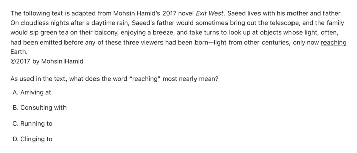Question 30 passage and answer choices