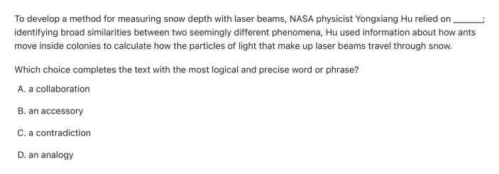 Question 4 passage and answer choices