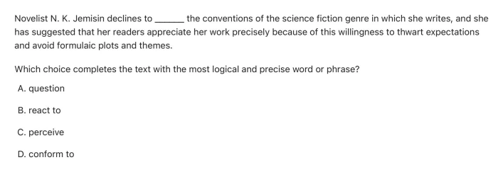 Question 20 passage and answer choices