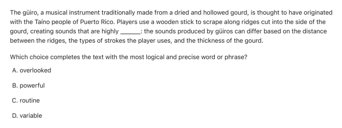Question 1 passage and answer choices