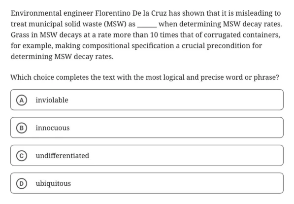 Question 3 passage and answer choices