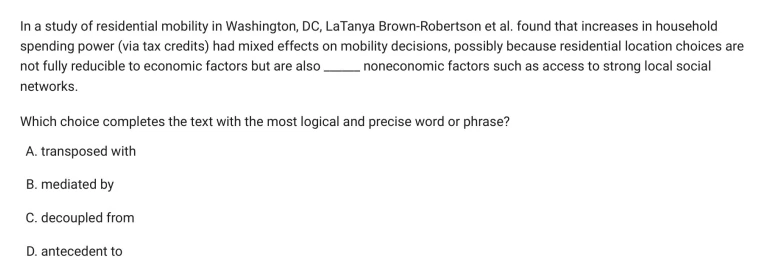 Question 8 passage and answer choices