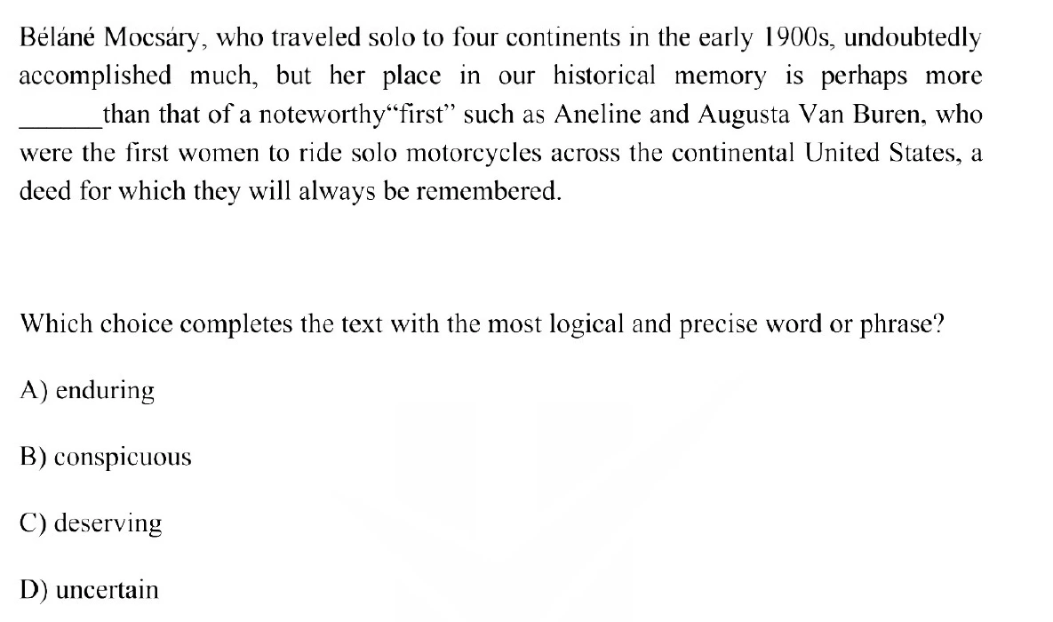 Question 3 passage and answer choices