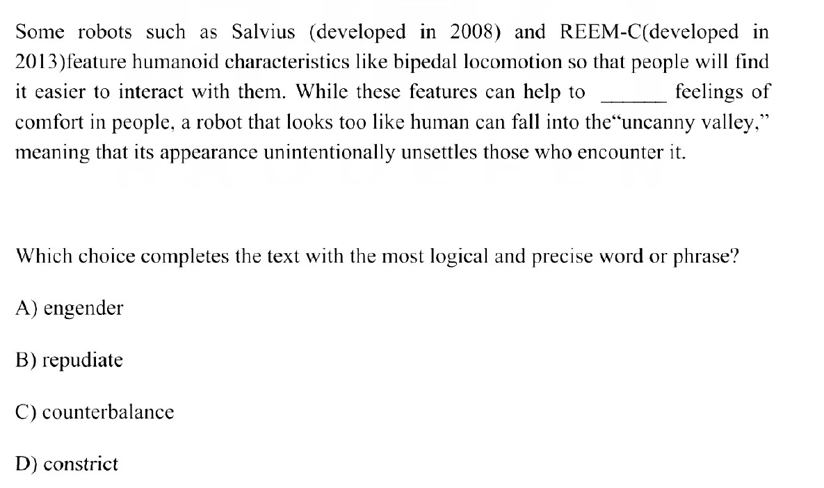 Question 8 passage and answer choices