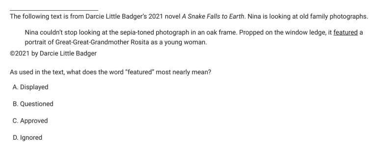 Question 8 passage and answer choices