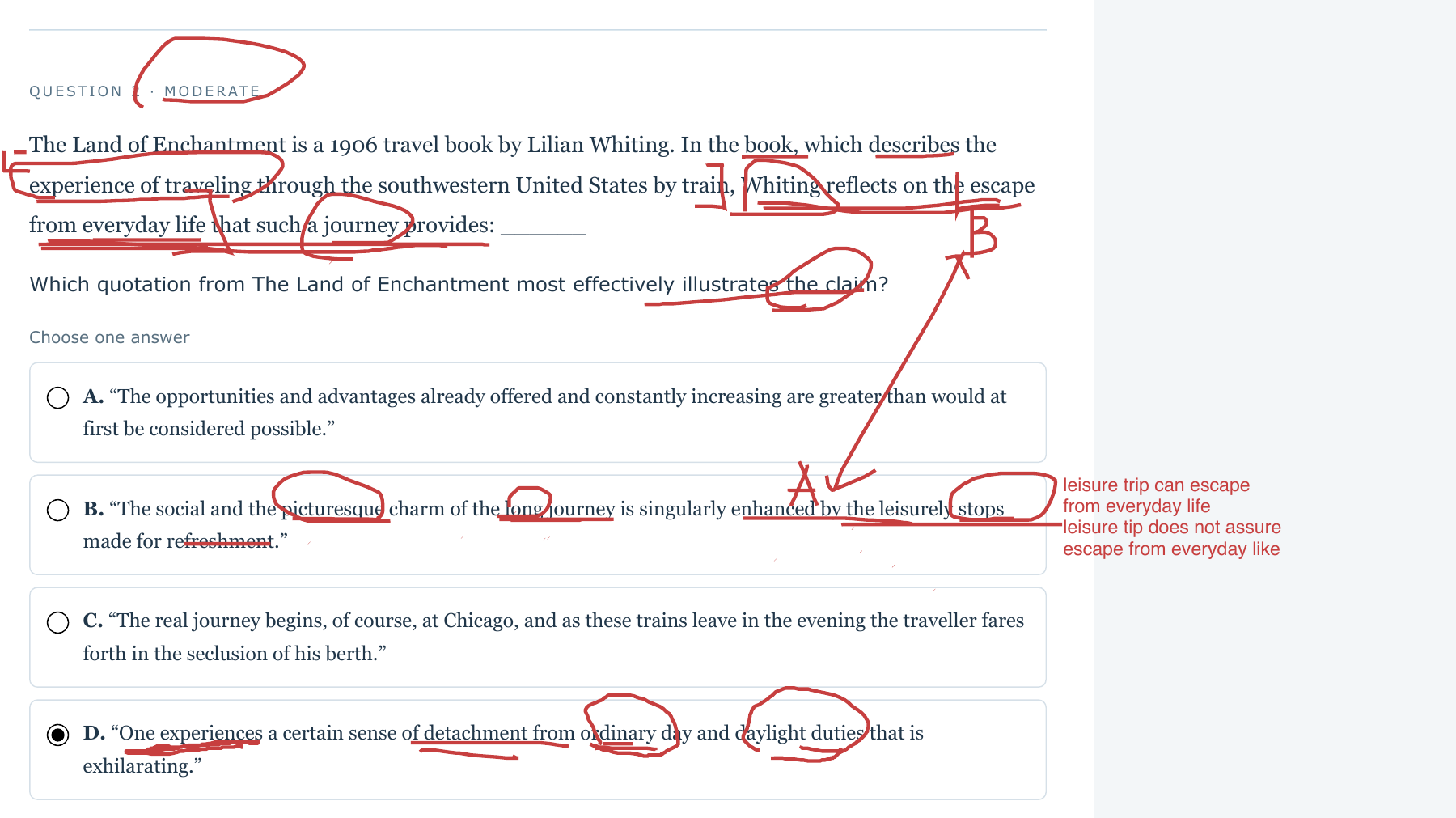 Question 2 · annotated classroom excerpt
