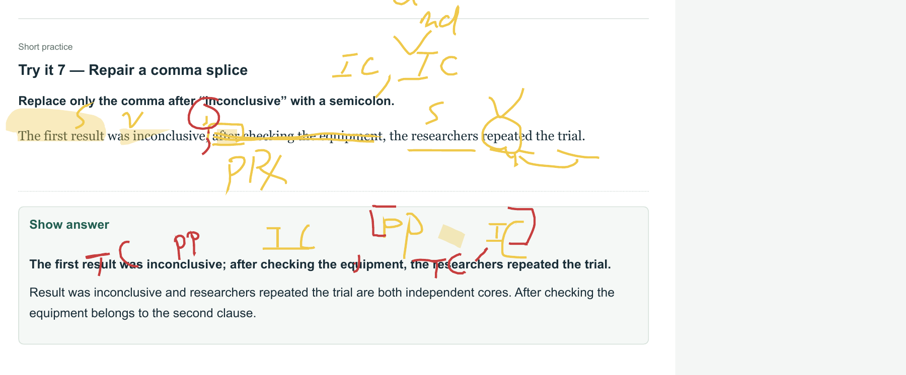 Try it 7 · annotated classroom excerpt